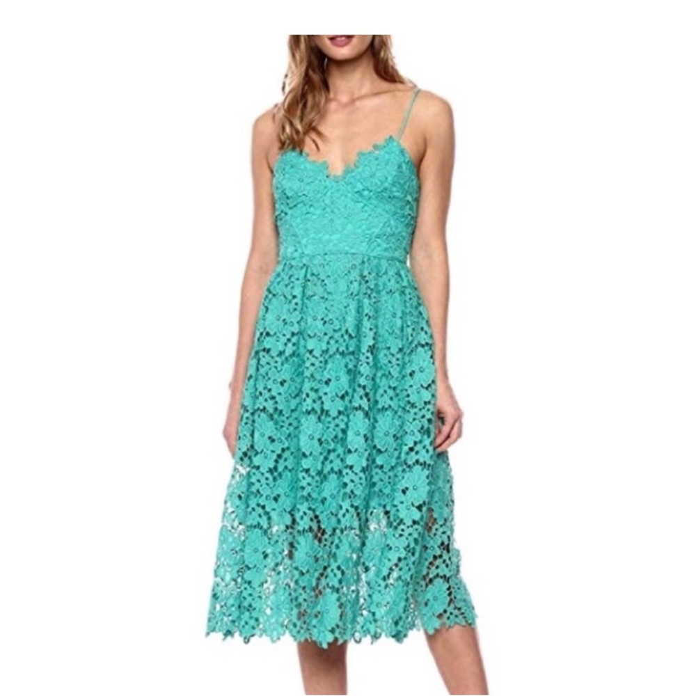 Donna Morgan Women's Spaghetti Strap Lace Midi Dress (sea Green) Dress, Size 4